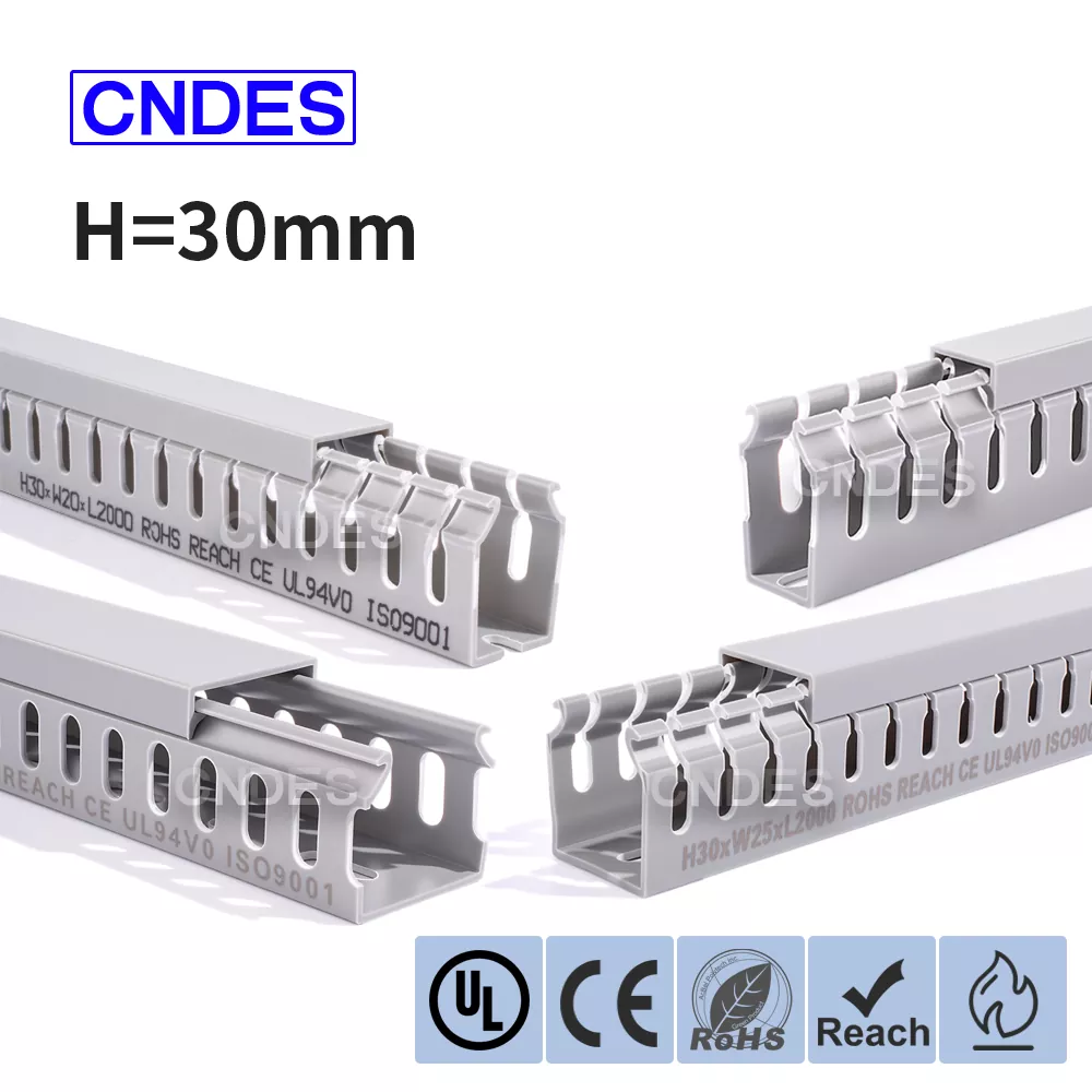 30 mm aukščio plyšinis PVC kabelio valdymo kanalas